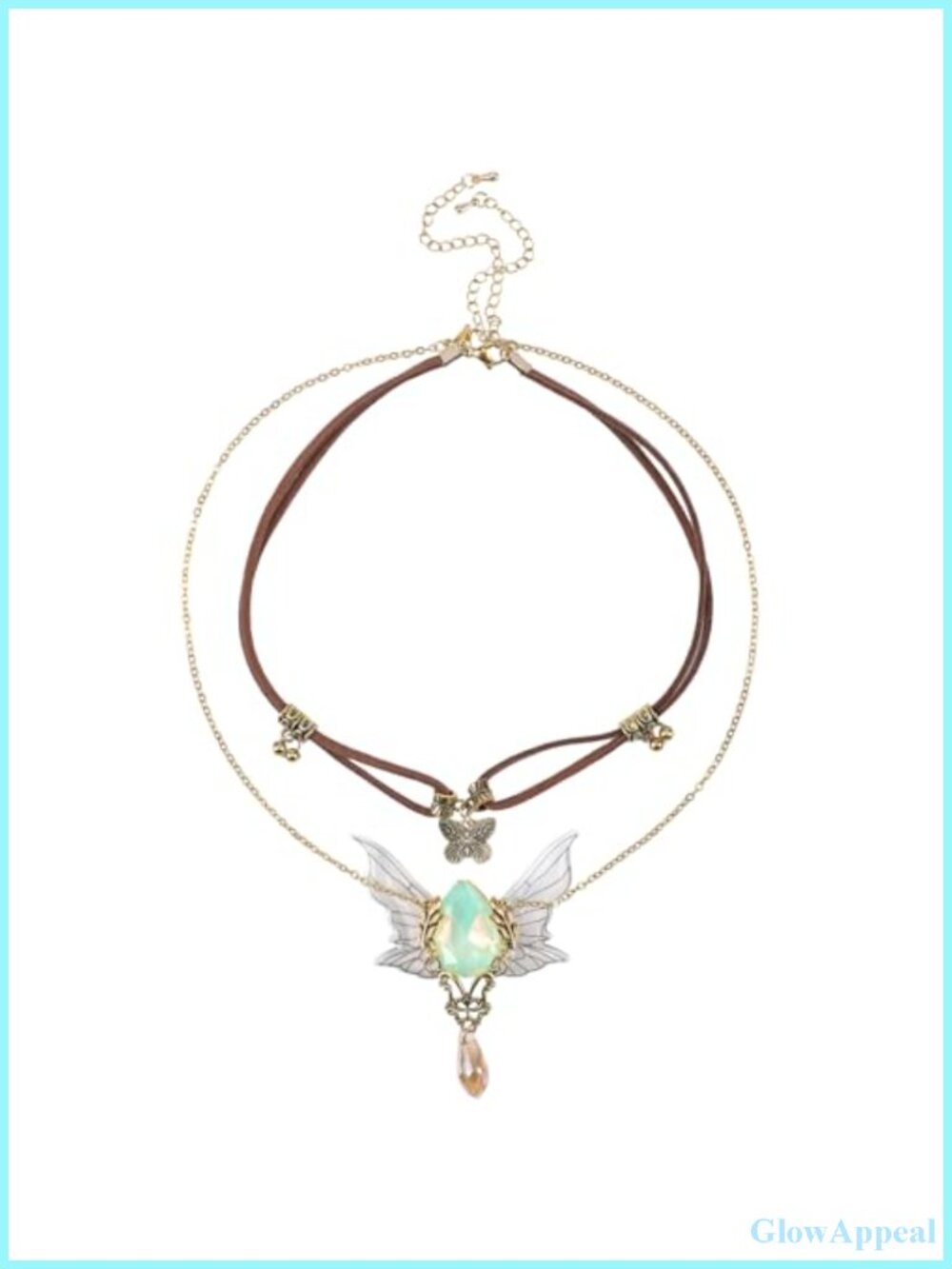 Layered Butterfly Necklace Rhinestone Pendant Cosplay Fairycore Costume